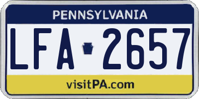 PA license plate LFA2657