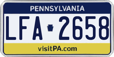 PA license plate LFA2658