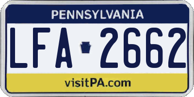 PA license plate LFA2662