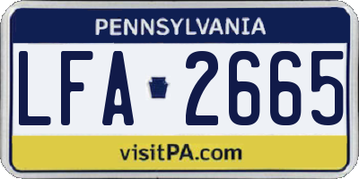 PA license plate LFA2665