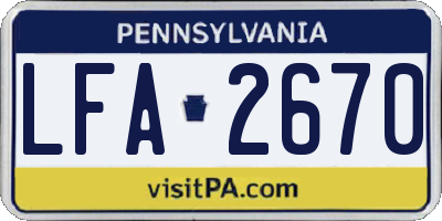 PA license plate LFA2670
