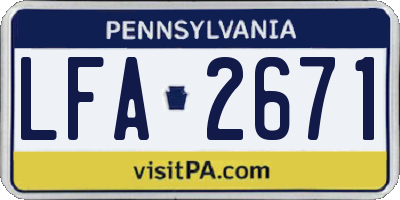 PA license plate LFA2671