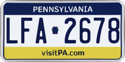 PA license plate LFA2678