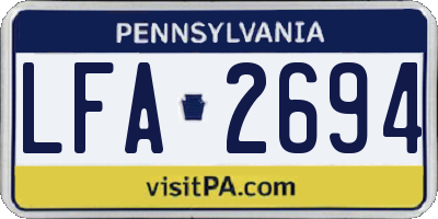 PA license plate LFA2694