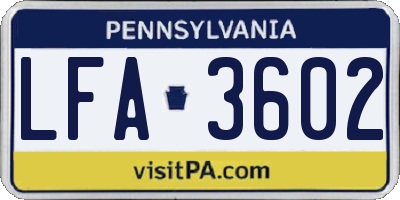 PA license plate LFA3602