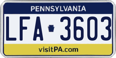 PA license plate LFA3603
