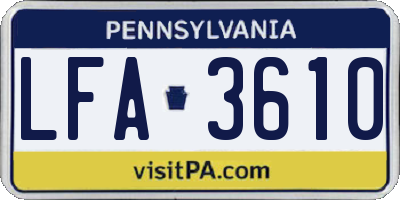 PA license plate LFA3610