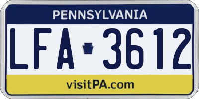 PA license plate LFA3612