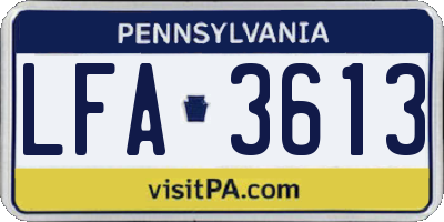 PA license plate LFA3613