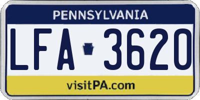 PA license plate LFA3620