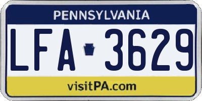 PA license plate LFA3629
