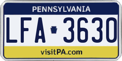 PA license plate LFA3630