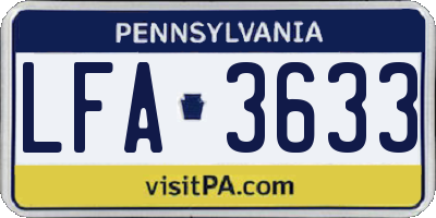 PA license plate LFA3633