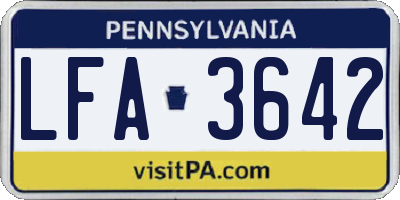 PA license plate LFA3642
