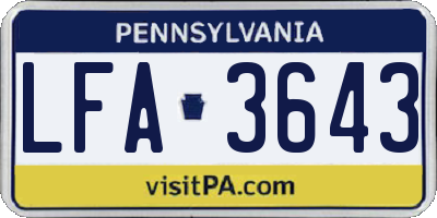 PA license plate LFA3643
