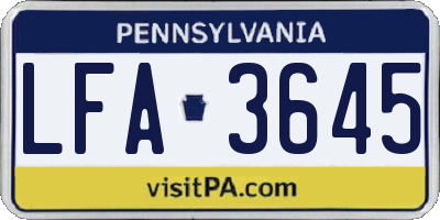 PA license plate LFA3645