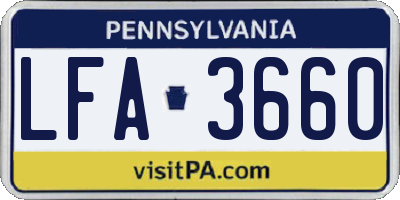 PA license plate LFA3660