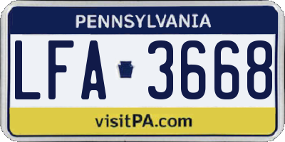 PA license plate LFA3668