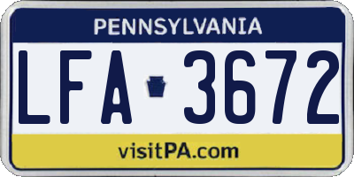 PA license plate LFA3672
