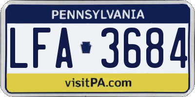 PA license plate LFA3684