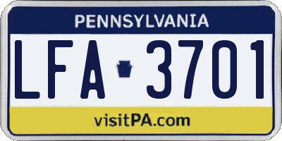 PA license plate LFA3701