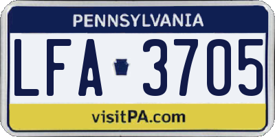 PA license plate LFA3705
