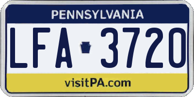 PA license plate LFA3720