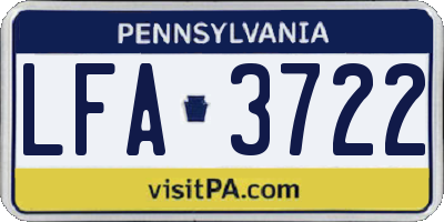 PA license plate LFA3722