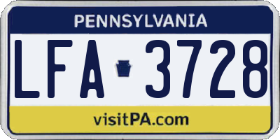 PA license plate LFA3728