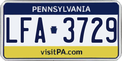 PA license plate LFA3729