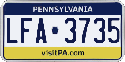 PA license plate LFA3735