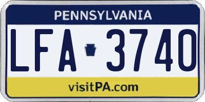 PA license plate LFA3740