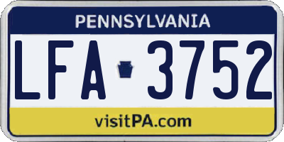 PA license plate LFA3752