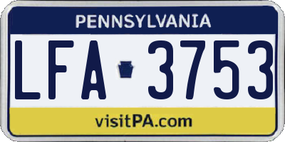 PA license plate LFA3753
