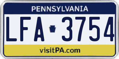PA license plate LFA3754