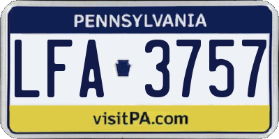 PA license plate LFA3757