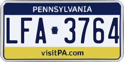 PA license plate LFA3764