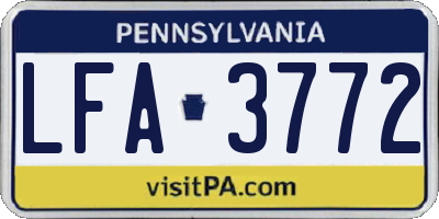 PA license plate LFA3772