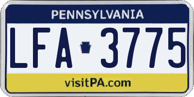 PA license plate LFA3775