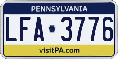 PA license plate LFA3776