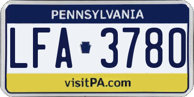 PA license plate LFA3780