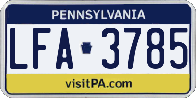 PA license plate LFA3785