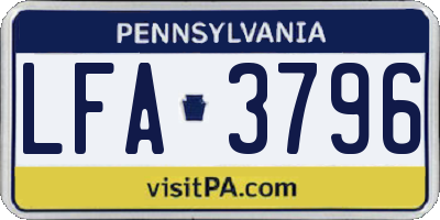 PA license plate LFA3796