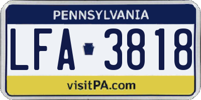 PA license plate LFA3818