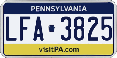 PA license plate LFA3825