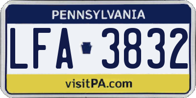 PA license plate LFA3832