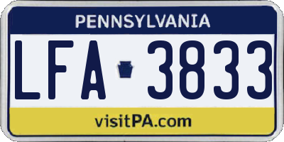 PA license plate LFA3833