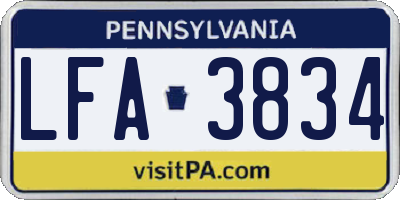 PA license plate LFA3834
