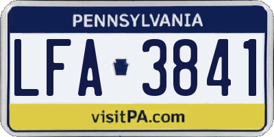PA license plate LFA3841