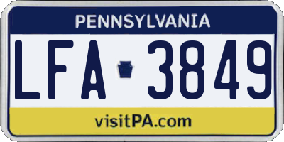 PA license plate LFA3849